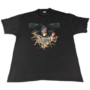 VTG Kid Rock Live 2001 Concert Tour T-Shirt USA Flag Bald Eagle - Men 2XL